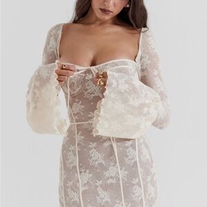 House of CB Cream Lace Maxi Dress